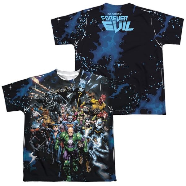 JLA - Forever Evil (Front - Back Print) Youth Short Sleeve 100% Poly