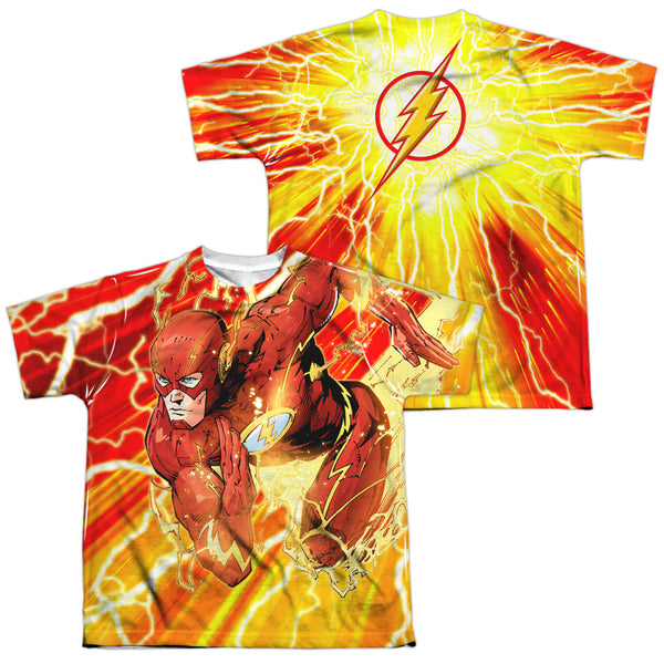 JLA - Lightning Dash (Front - Back Print) Youth Short Sleeve 100% Poly