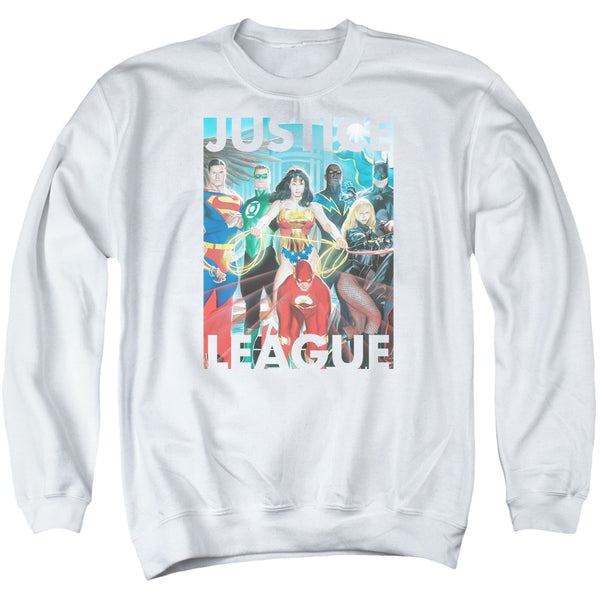 JLA - Hall Of Justice Adult Crewneck Sweatshirt
