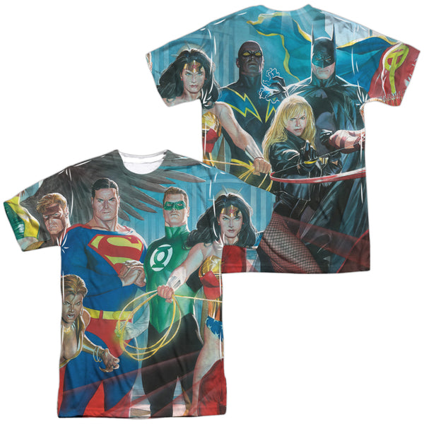 JLA - League Of Heroes (Front - Back Print) Adult Regular Fit Short Sleeve 100% Poly