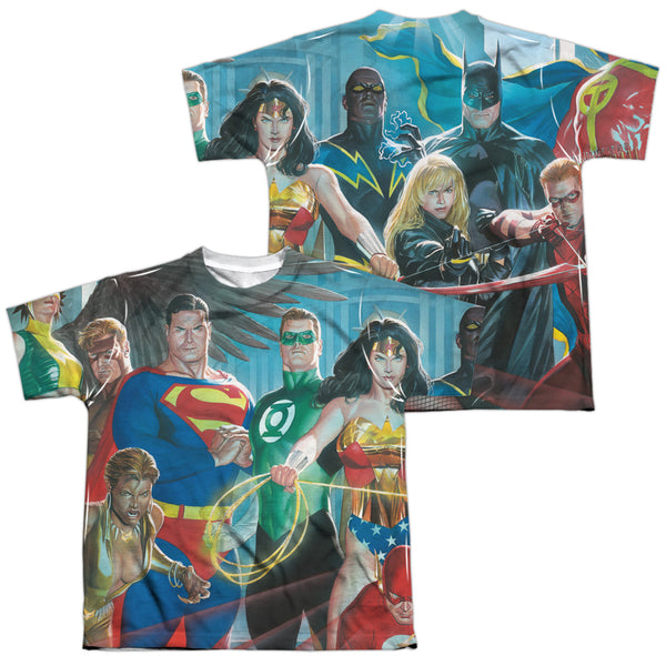 JLA - League Of Heroes (Front - Back Print) Youth Short Sleeve 100% Poly