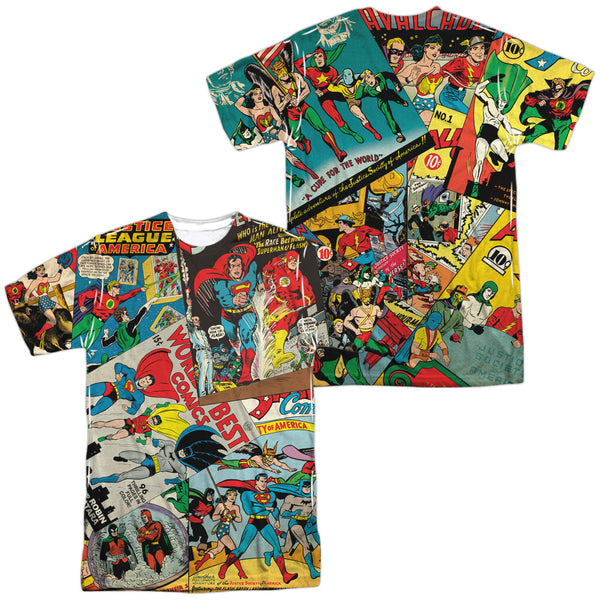 JLA - Classic Collage (Front - Back Print) Adult Regular Fit Short Sleeve 100% Poly