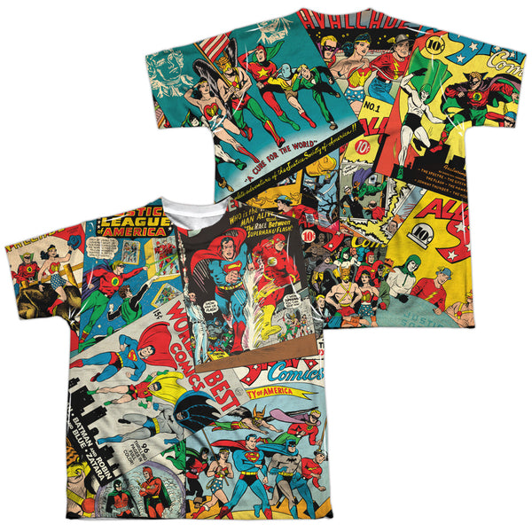 JLA - Classic Collage (Front - Back Print) Youth Short Sleeve 100% Poly