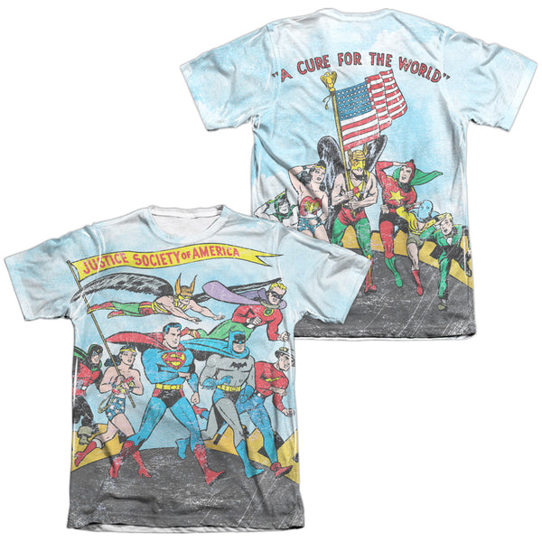 JLA - World Cure (Front - Back Print) Adult Regular Fit Short Sleeve 65 - 35 Poly - Cotton