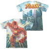 JLA - Faster Than Lightning (Front - Back Print) Adult Regular Fit Short Sleeve 65 - 35 Poly - Cotton
