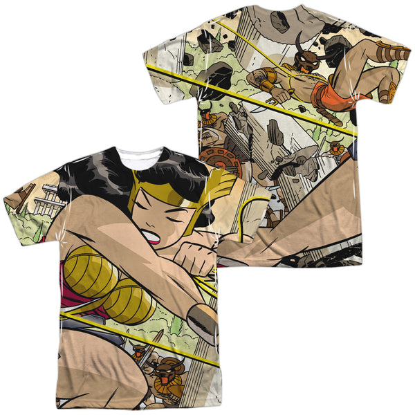 JLA - Minotaur Battle (Front - Back Print) Adult Regular Fit Short Sleeve 100% Poly