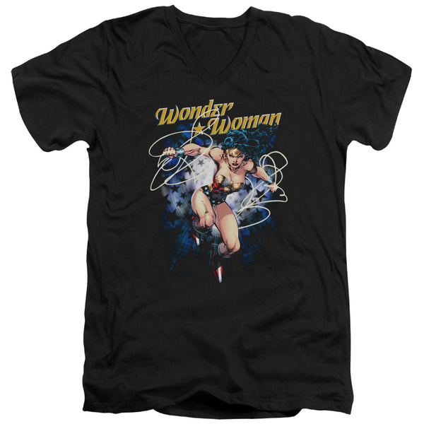 Jla - Starburst Adult Slim Fit V Neck Cotton