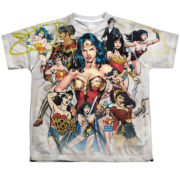 Wonder Woman - 75Th Collage Youth Short Sleeve 100% Poly