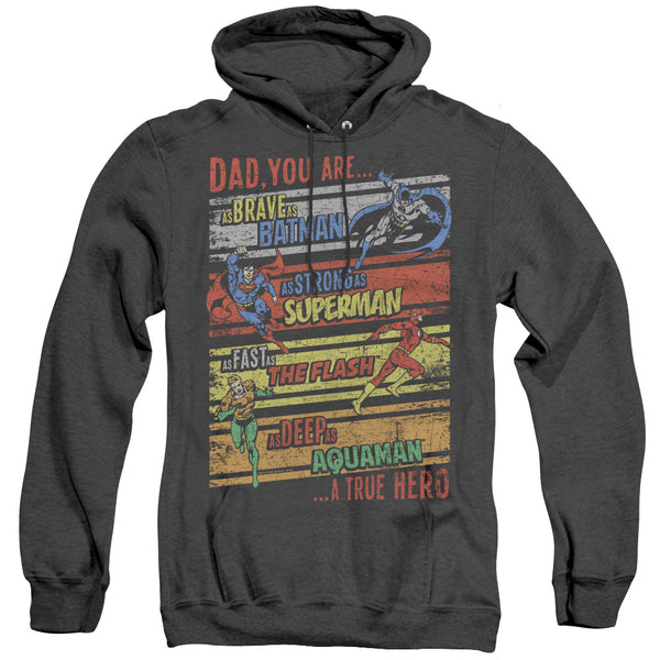 JLA - A True Hero Adult Heather Hoodie