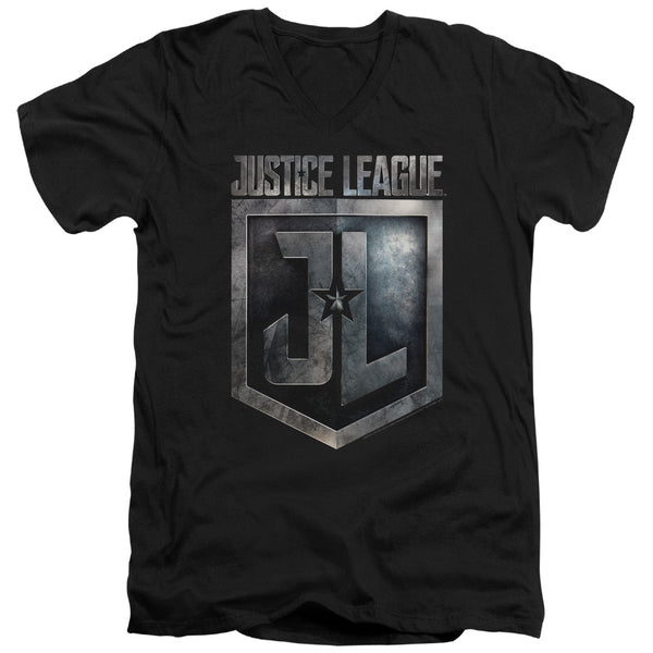 Justice League Movie - Shield Logo Adult Slim Fit V Neck Cotton