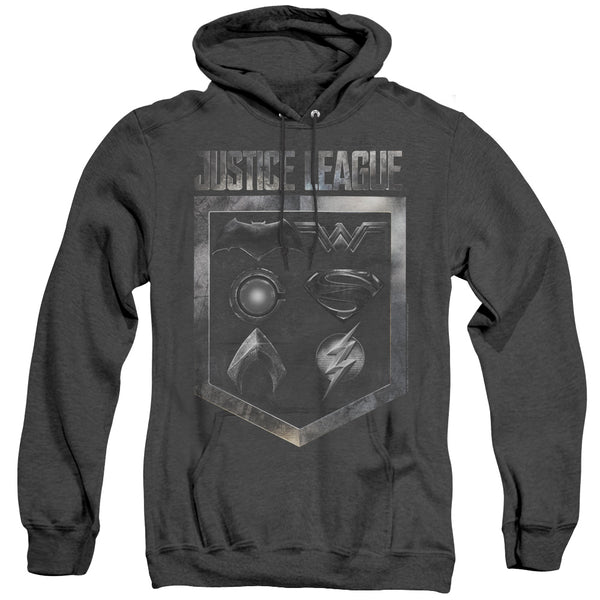Justice League Movie - Shield Of Emblems Adult Heather Hoodie