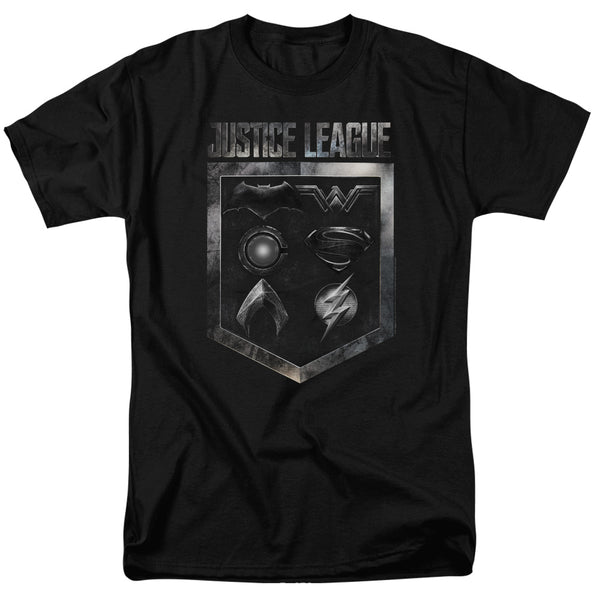 Justice League Movie - Shield Of Emblems Adult Regular Fit Short Sleeve