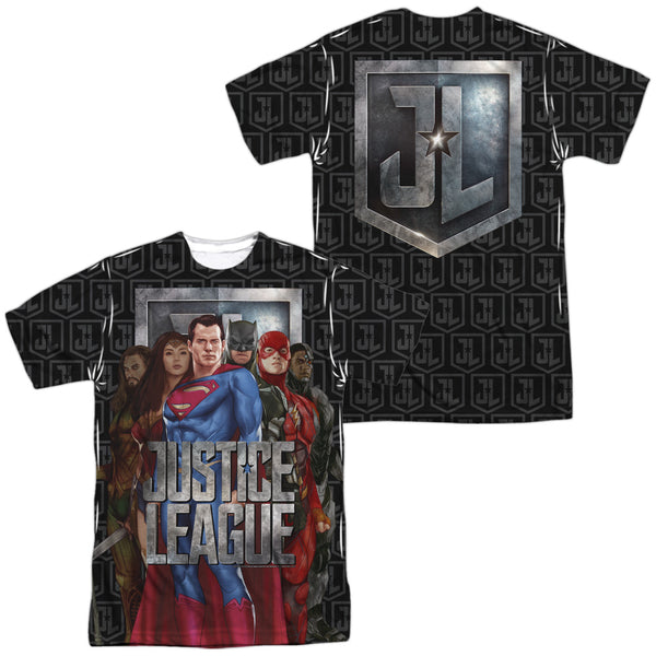 Justice League Movie - The League (Front - Back Print) Adult Regular Fit Short Sleeve 100% Poly