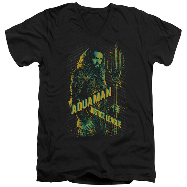 Justice League Movie - Aquaman Adult Slim Fit V Neck Cotton