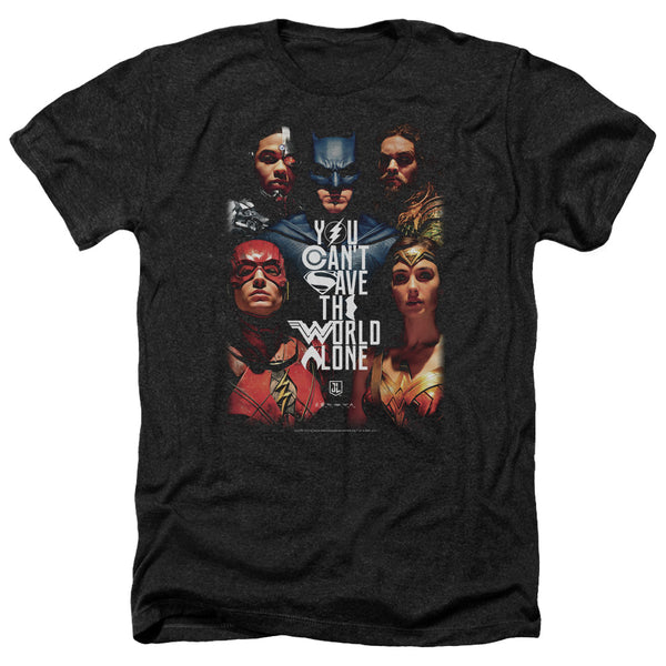 Justice League Movie - Save The World Poster Adult Regular Fit Heather Short Sleeve