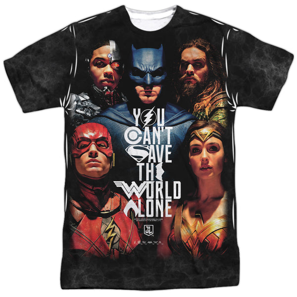 Justice League Movie - Save The World Poster Adult Regular Fit Short Sleeve 100% Poly