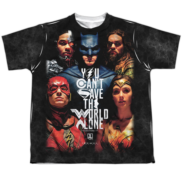 Justice League Movie - Save The World Poster Youth Short Sleeve 100% Poly