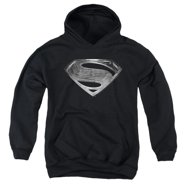 Justice League Movie - Superman Symbol Black Suit Youth Hooded Sweatshirt