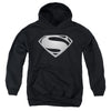 Justice League Movie - Superman Symbol Black Suit 2 Youth Hooded Sweatshirt