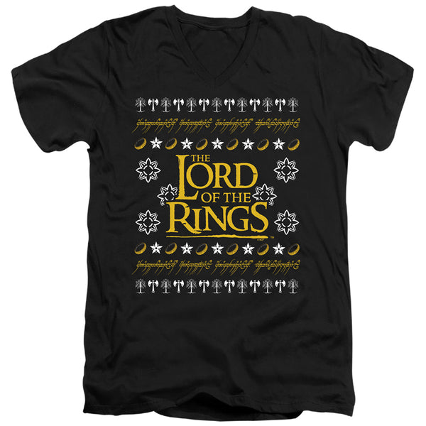 Lord Of The Rings - Ugly Christmas Logo Adult Slim Fit V Neck Cotton
