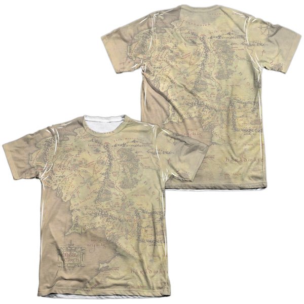 LORd Of The Rings - Middle Earth Map (Front - Back Print) Adult Regular Fit Short Sleeve 65 - 35 Poly - Cotton