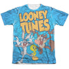 Looney Tunes - Collage Of Characters Adult Regular Fit Short Sleeve 65 - 35 Poly - Cotton