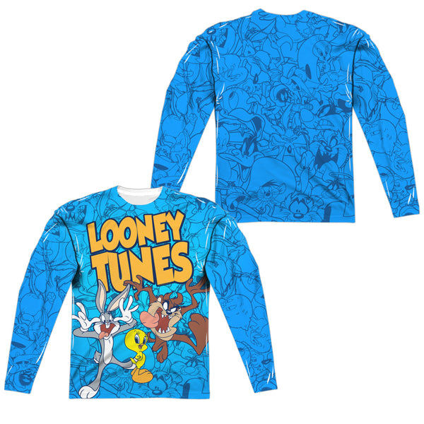 Looney Tunes - Collage Of Characters (Front - Back Print) L - S Adult Poly Crew