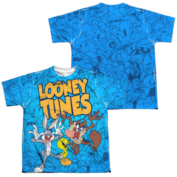 Looney Tunes - Collage Of Characters (Front - Back Print) Youth Short Sleeve 100% Poly