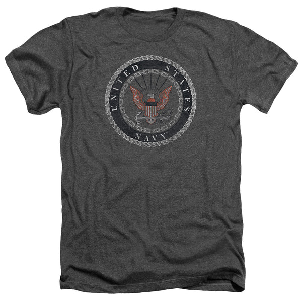 Navy - Rough Emblem Adult Regular Fit Heather Short Sleeve