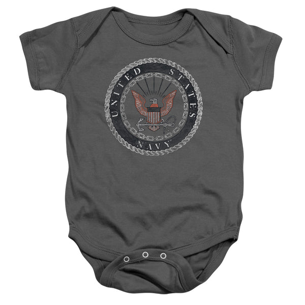 Navy - Rough Emblem Infant Snapsuit
