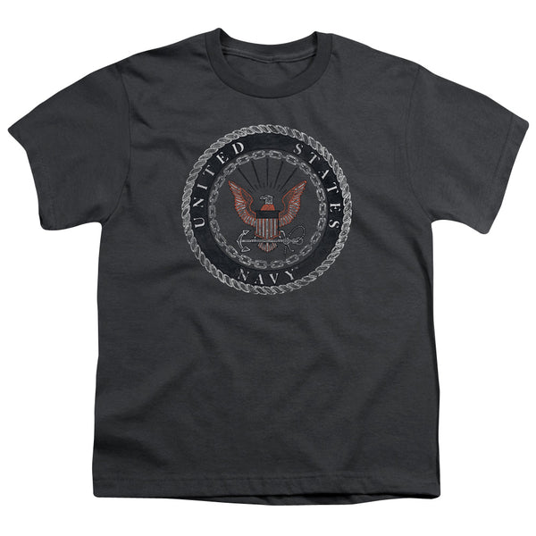 Navy - Rough Emblem Youth Short Sleeve
