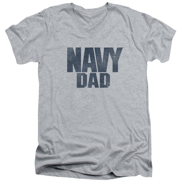 Navy - Navy Dad Adult Slim Fit V Neck Cotton