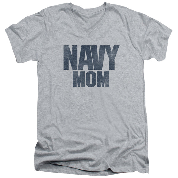 Navy - Navy Mom Adult Slim Fit V Neck Cotton