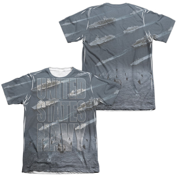 Navy - Fleet (Front - Back Print) Adult Regular Fit Short Sleeve 65 - 35 Poly - Cotton