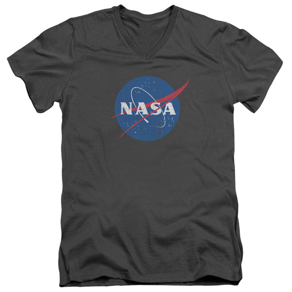 Nasa - Meatball Logo Distressed Adult Slim Fit V Neck Cotton