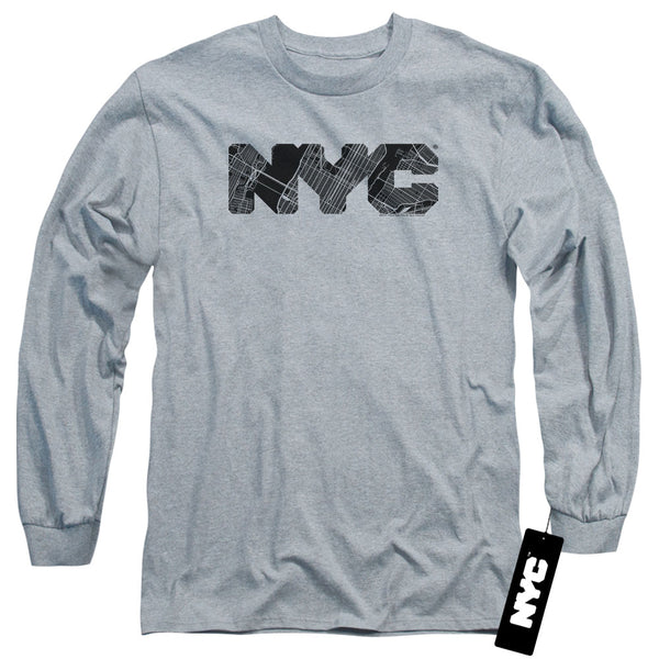 New York City - Nyc Map Fill Adult Long Sleeve