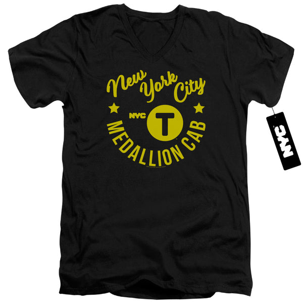New York City - Nyc Hipster Taxi Tee Adult Slim Fit V Neck Cotton