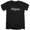 Oldsmobile - Oldsmobile Cursive Logo Adult Slim Fit V Neck Cotton