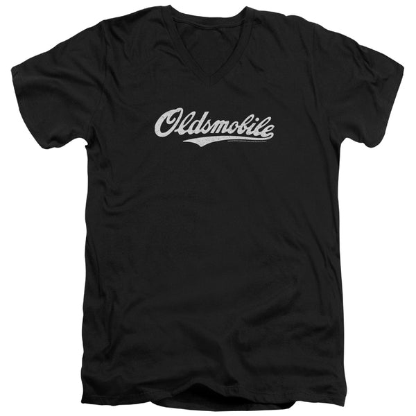 Oldsmobile - Oldsmobile Cursive Logo Adult Slim Fit V Neck Cotton