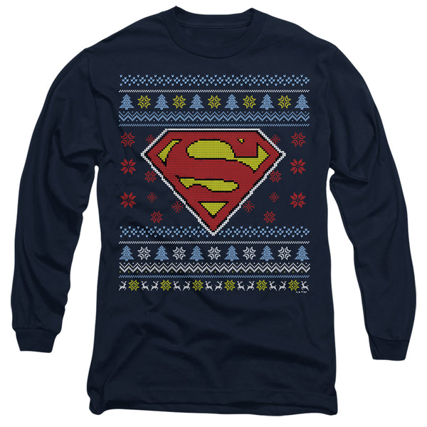 Superman - Ugly Christmas Logo Adult Long Sleeve Shirt