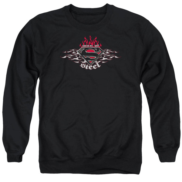 Superman - Steel Flames Shield Adult Crewneck Sweatshirt