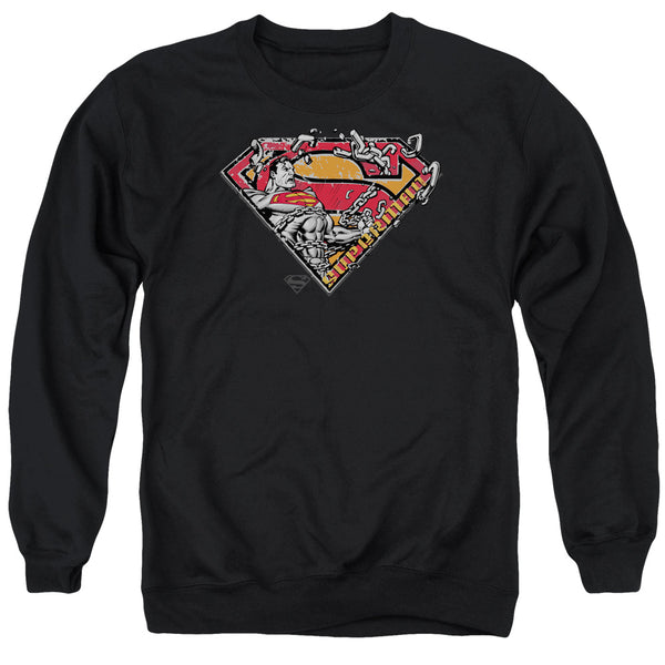 Superman - Breaking Chain Logo Adult Crewneck Sweatshirt
