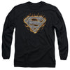 Superman - Steel Fire Shield Adult Long Sleeve Shirt