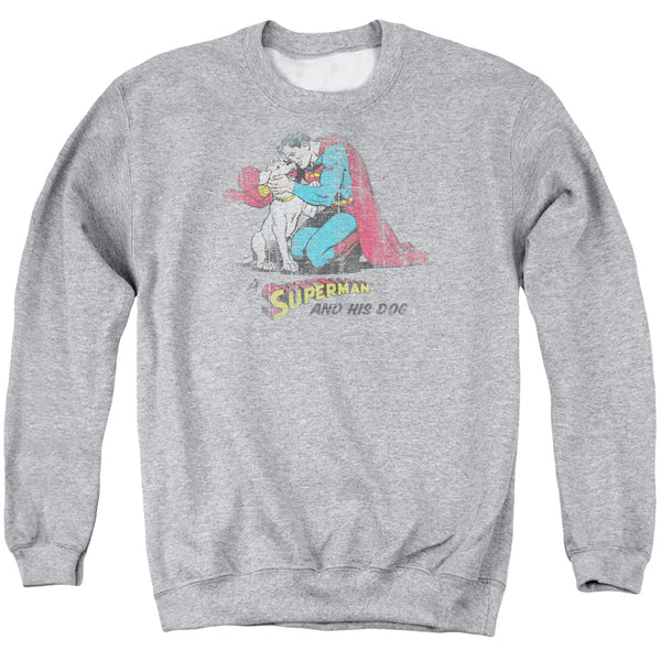 Superman - And His Dog Adult Crewneck Sweatshirt