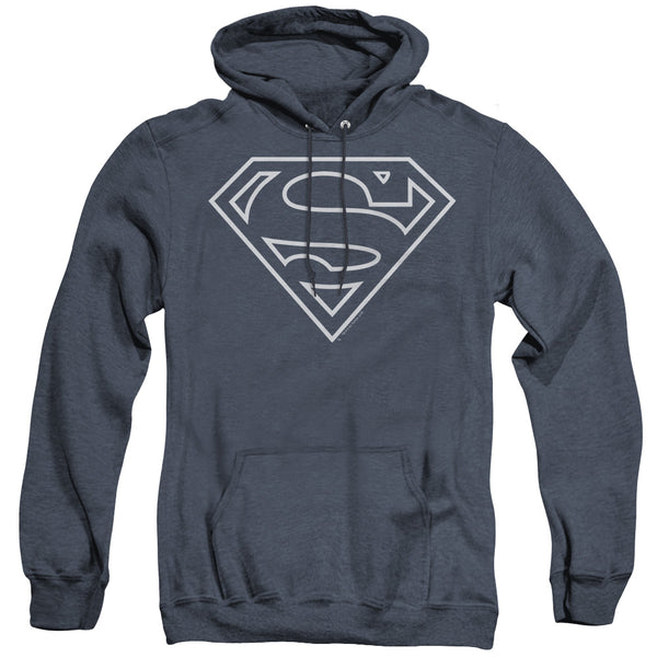 Superman - Navy & White Shield Adult Heather Hoodie