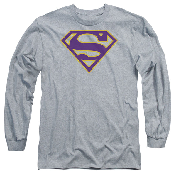 Superman - Purple & Gold Shield Adult Long Sleeve Shirt