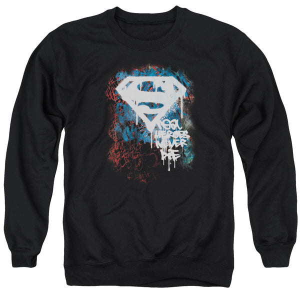 Superman - Real Heroes Never Die Adult Crewneck Sweatshirt