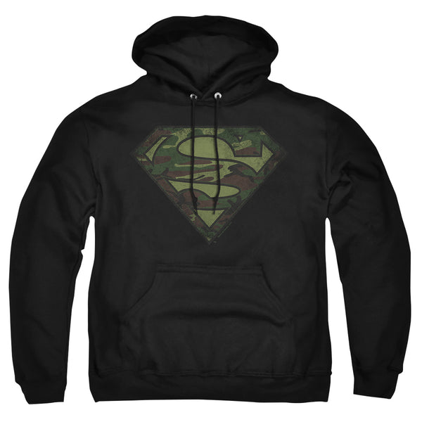 Superman - Camo Logo Distressed Adult Pull Over Hoodie