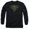 Superman - Camo Logo Distressed Adult Long Sleeve Shirt