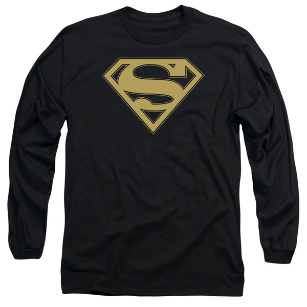 Superman - Gold & Black Shield Adult Long Sleeve Shirt